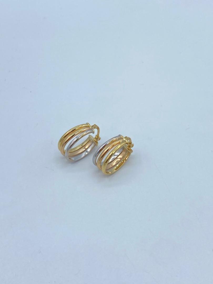 گوشواره طلا 18 عیار حلقه ای سه رنگ 125023