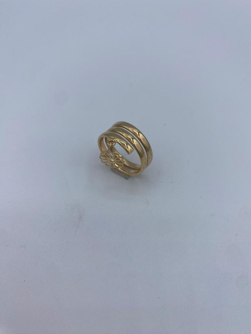 انگشتر سه ردیف با گل طلای 18 عیار128191