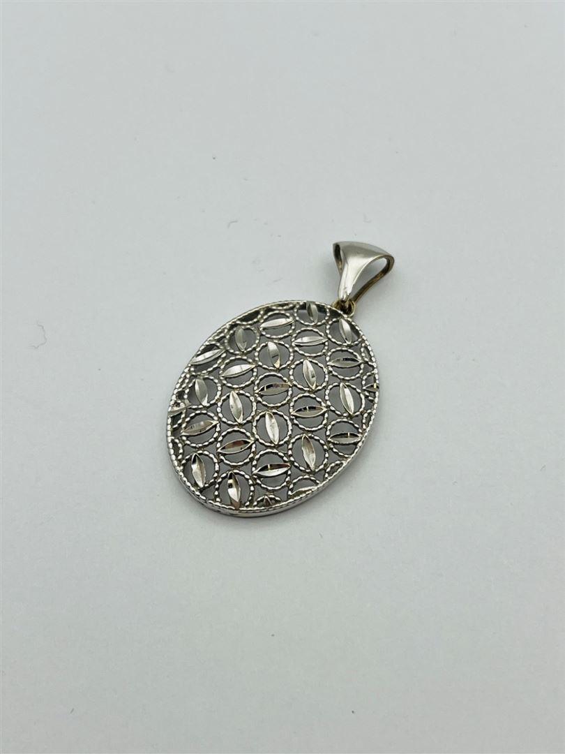 آویز پلاک طلا 18عیار تراش سفید141586