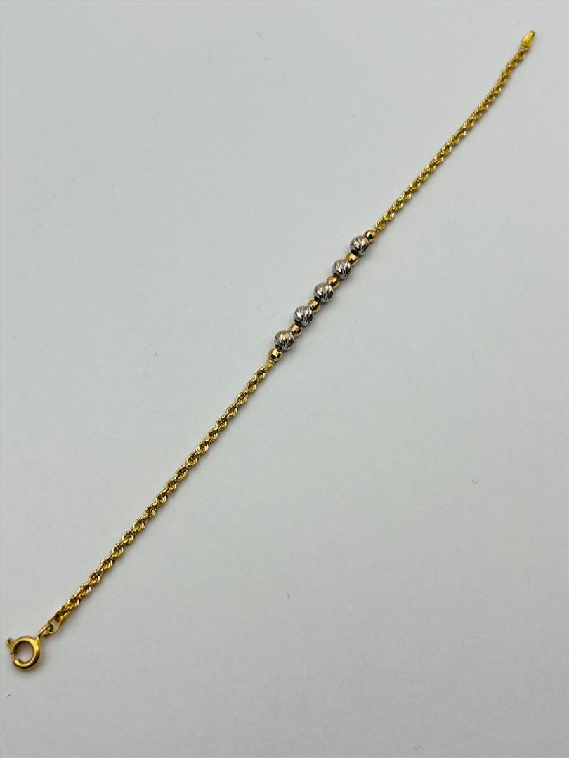 دستبند طلا 18عیار طنابی گوی