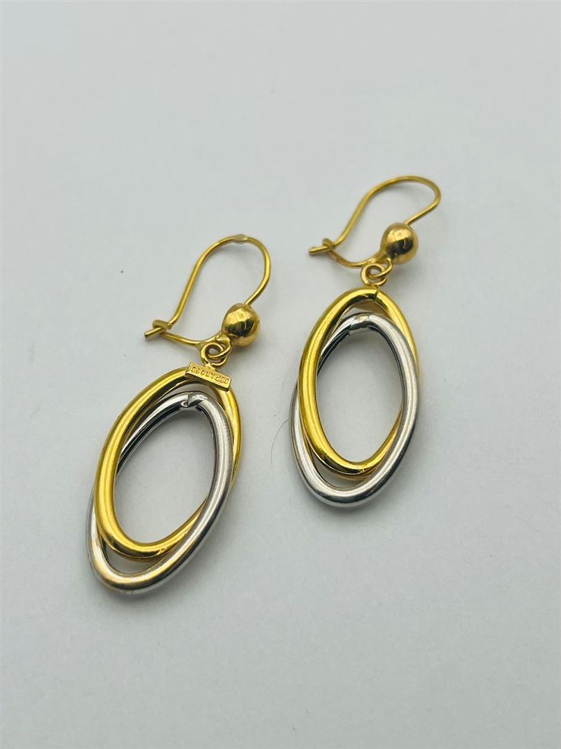 گوشواره طلا 18عیار حلقه ای دو رنگ 139548