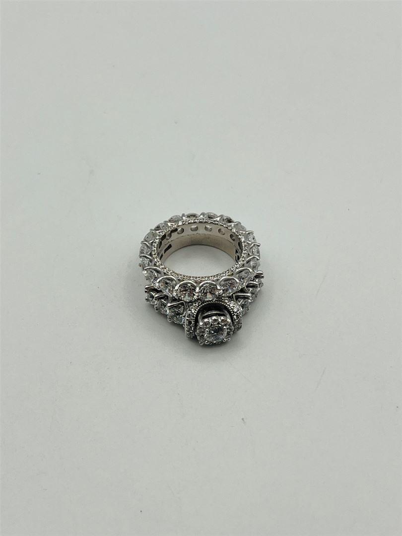 انگشتر حلقه پشت حلقه نگین دار سفید143701-143702