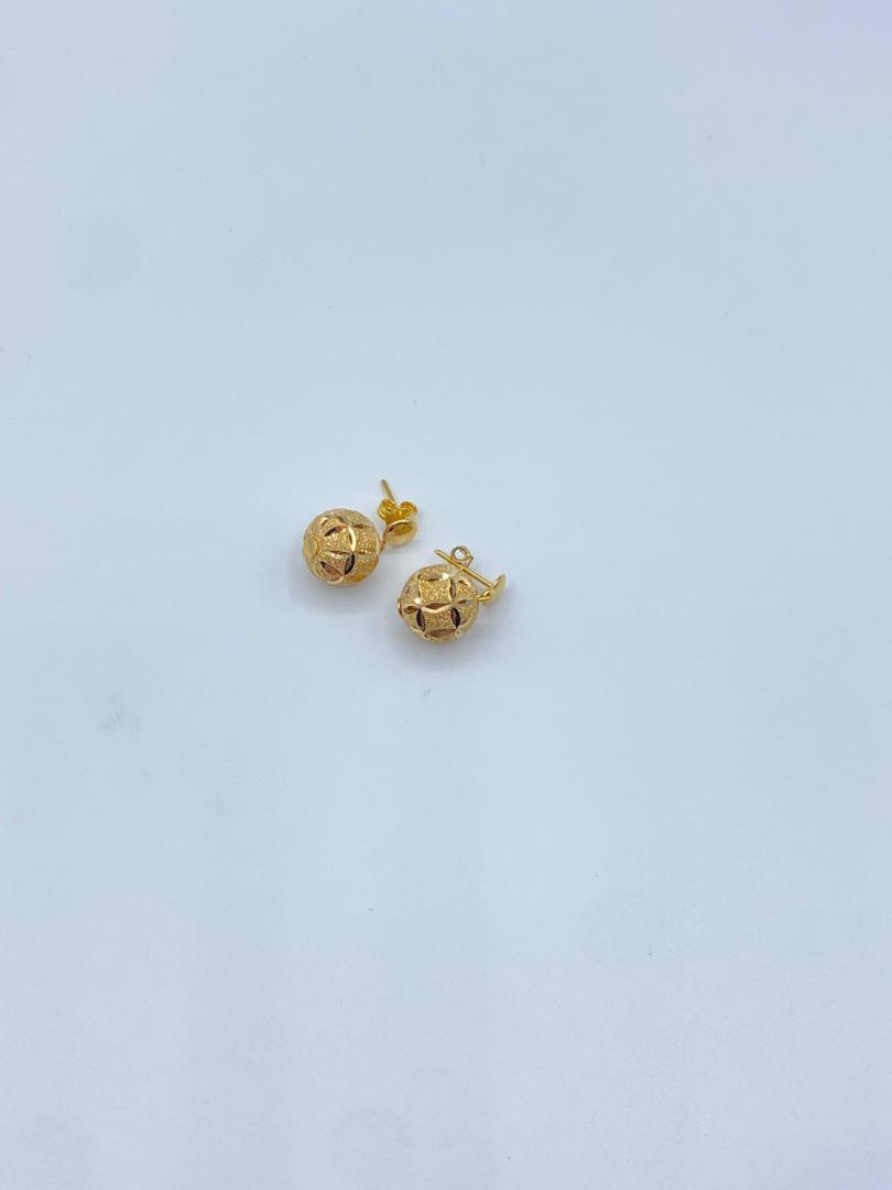 گوشواره طلا 18 عیار گوی تراش [126335]