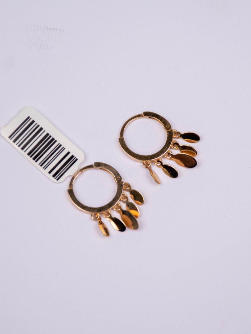 گوشواره طلای 18 عیارحلقه ای با آویز برگ 124758