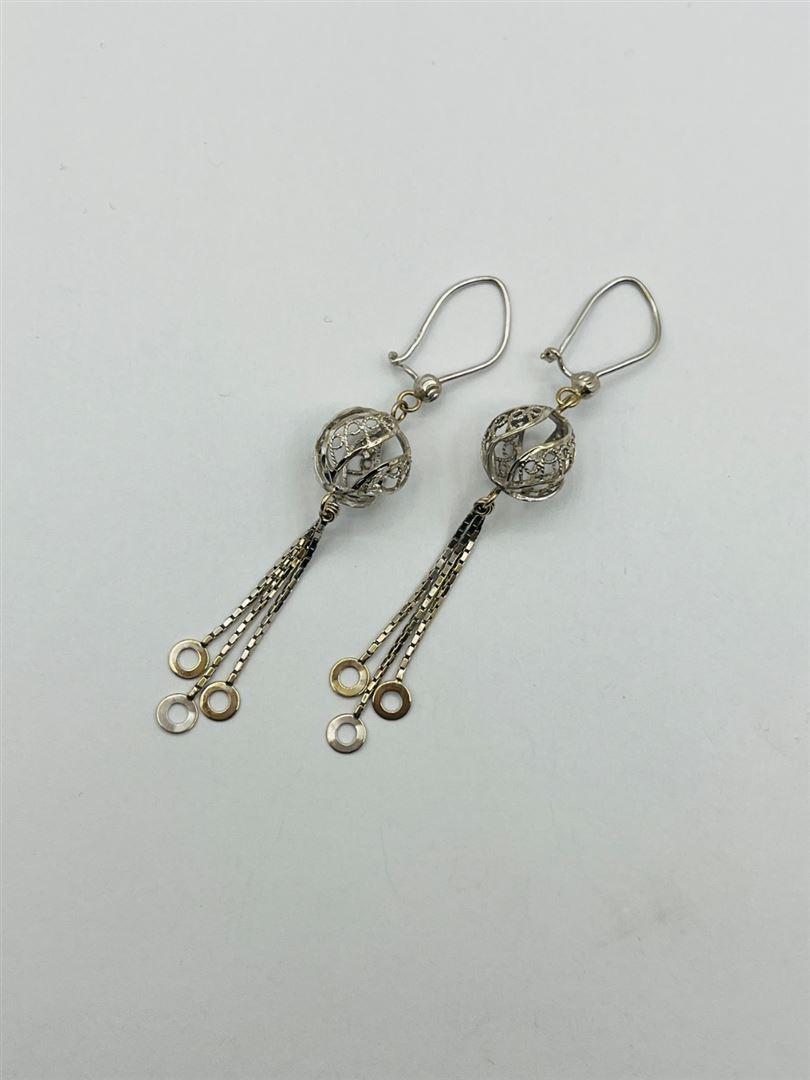 گوشواره طلا 18عیار گوی سفید133564
