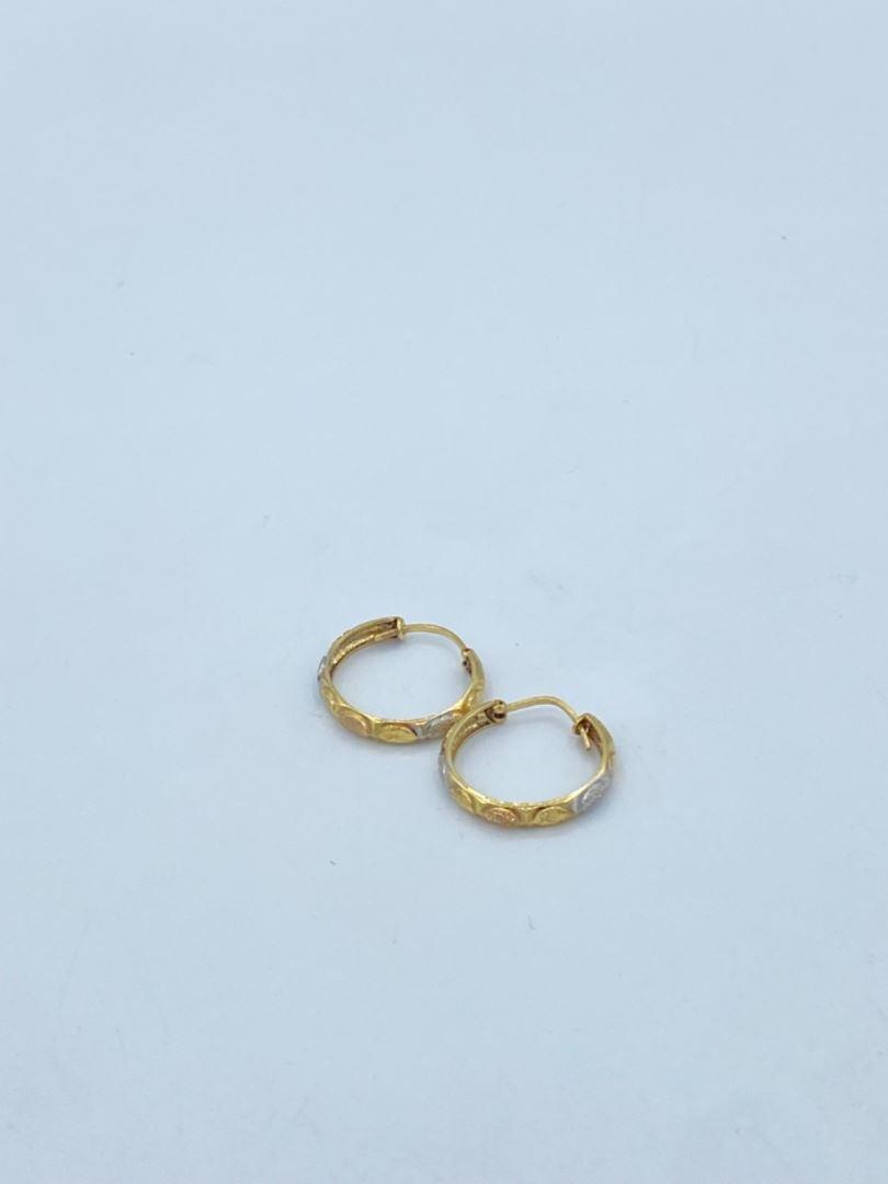 گوشواره حلقه ای طلا 18 عیار تراش