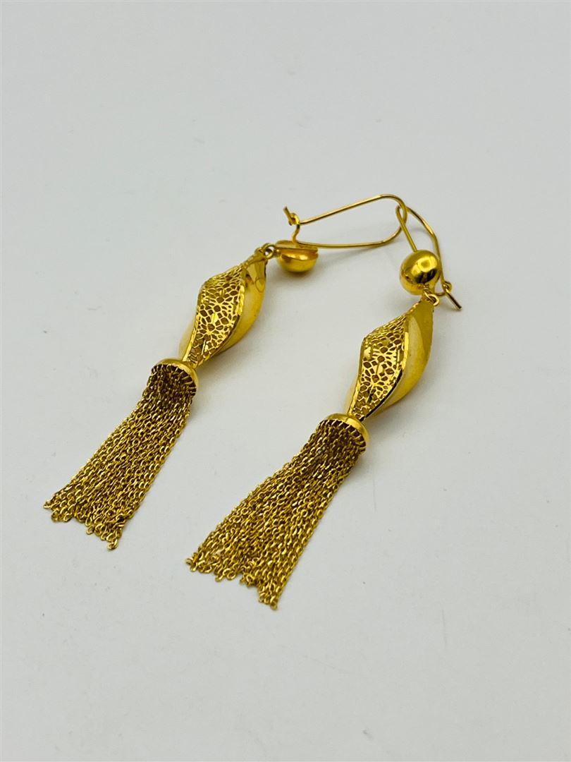 گوشواره طلا 18عیار تراش آویز دار143400