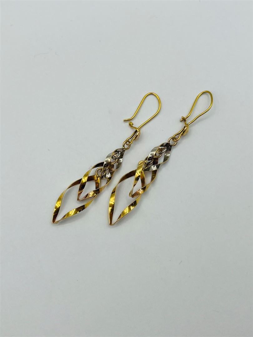 گوشواره طلا 18عیار اینه ای دو رنگ 133736
