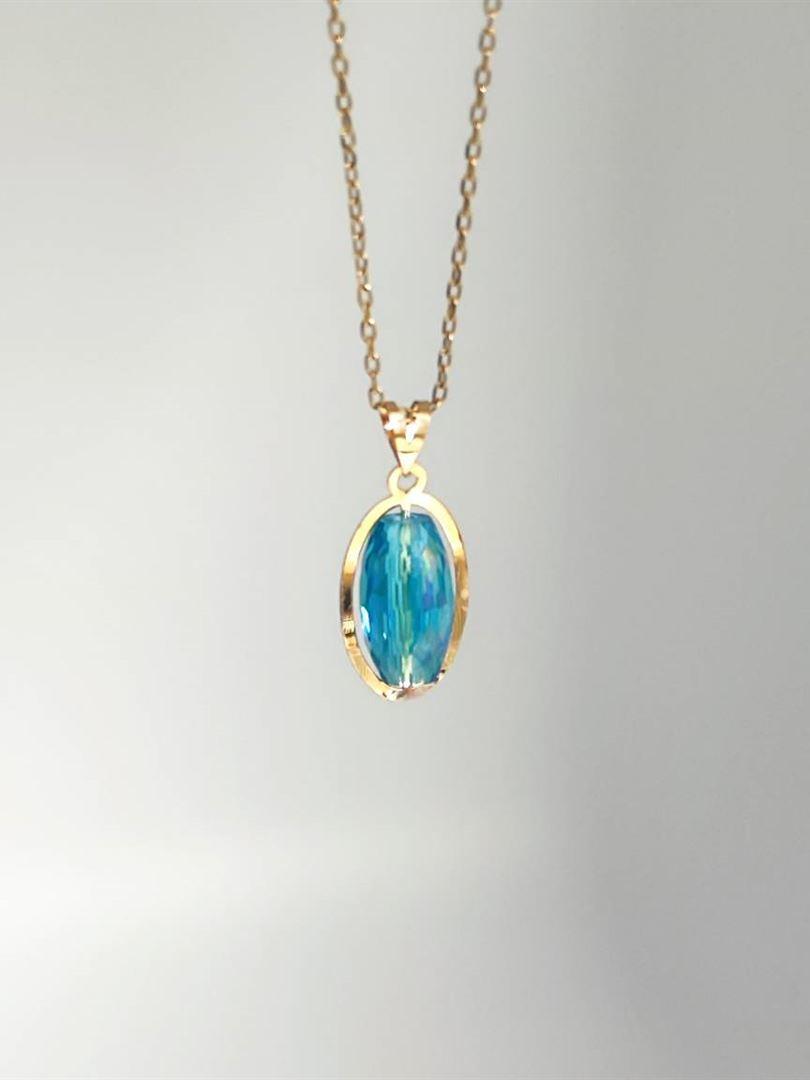 آویز پلاک طلا 18عیار کریستال بیضی