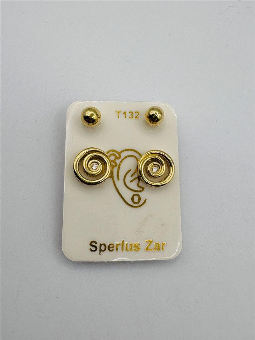 گوشواره طلا 18عیار پرسینگی دیور هندسی133496
