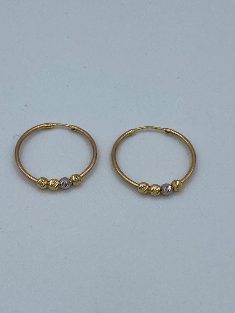 گوشواره طلای 18عیار حلقه ای با گوی البرنادو	123877