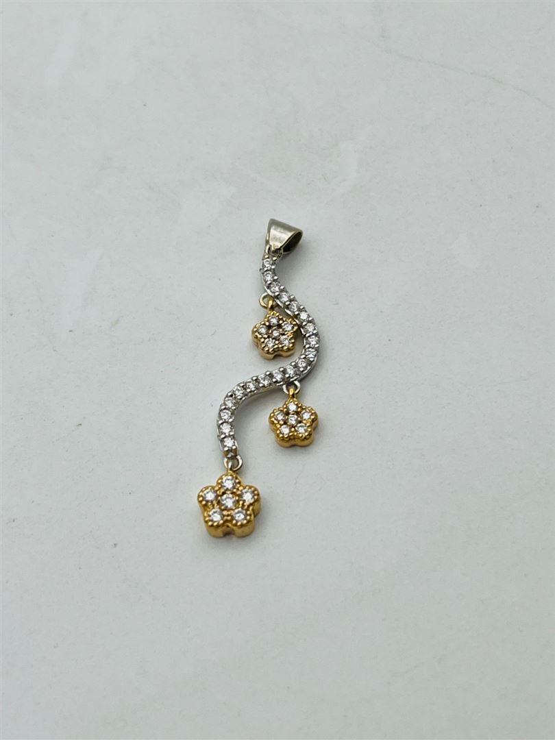 آویز پلاک طلا 18عیار گل دو رنگ 139481