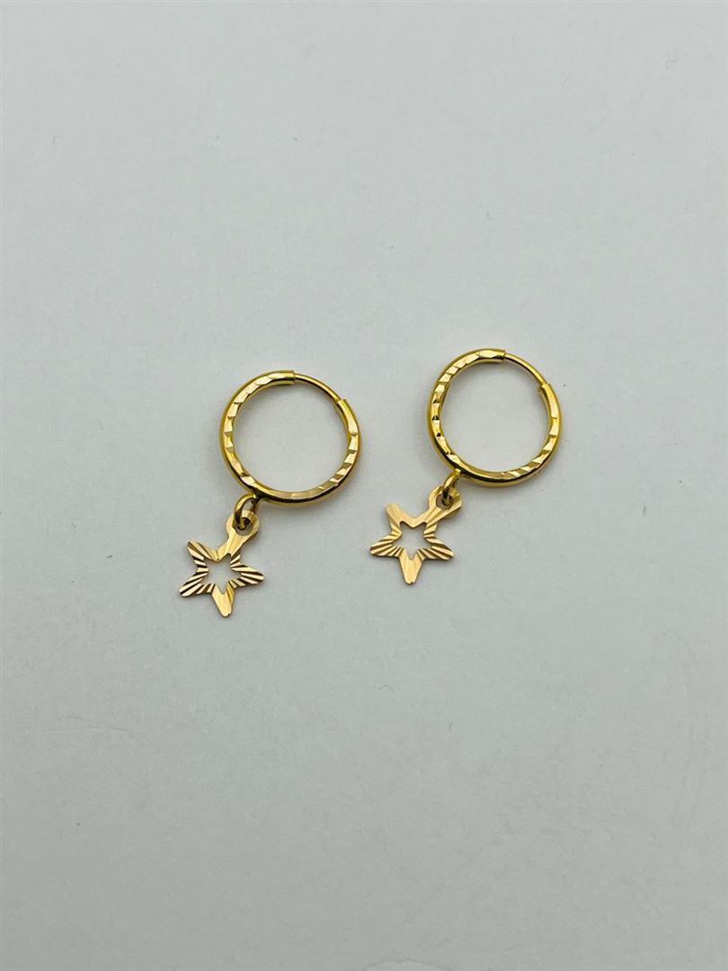 گوشواره طلا 18عیار حلقه ای تراش ستاره