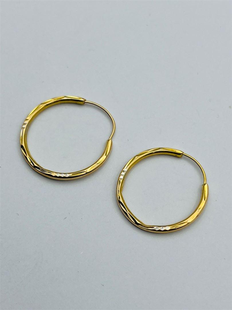 گوشواره طلا 18عیار حلقه ای تراش