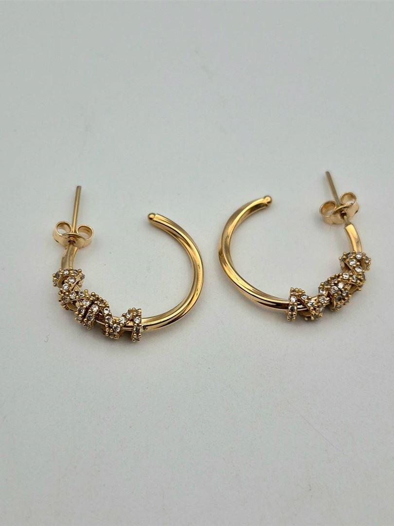 گوشواره طلای 18 عیار نگین دار رزگلد