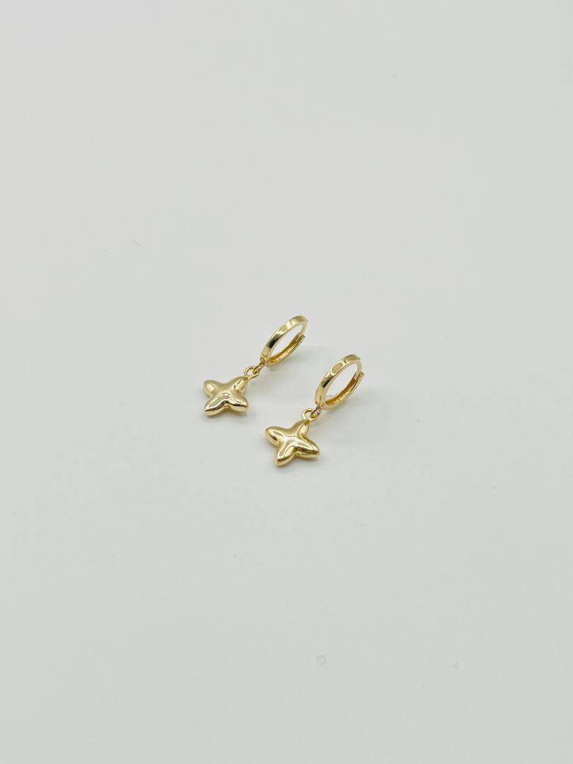 گوشواره طلا 18 عیار آویز ستاره چهار پر 134308