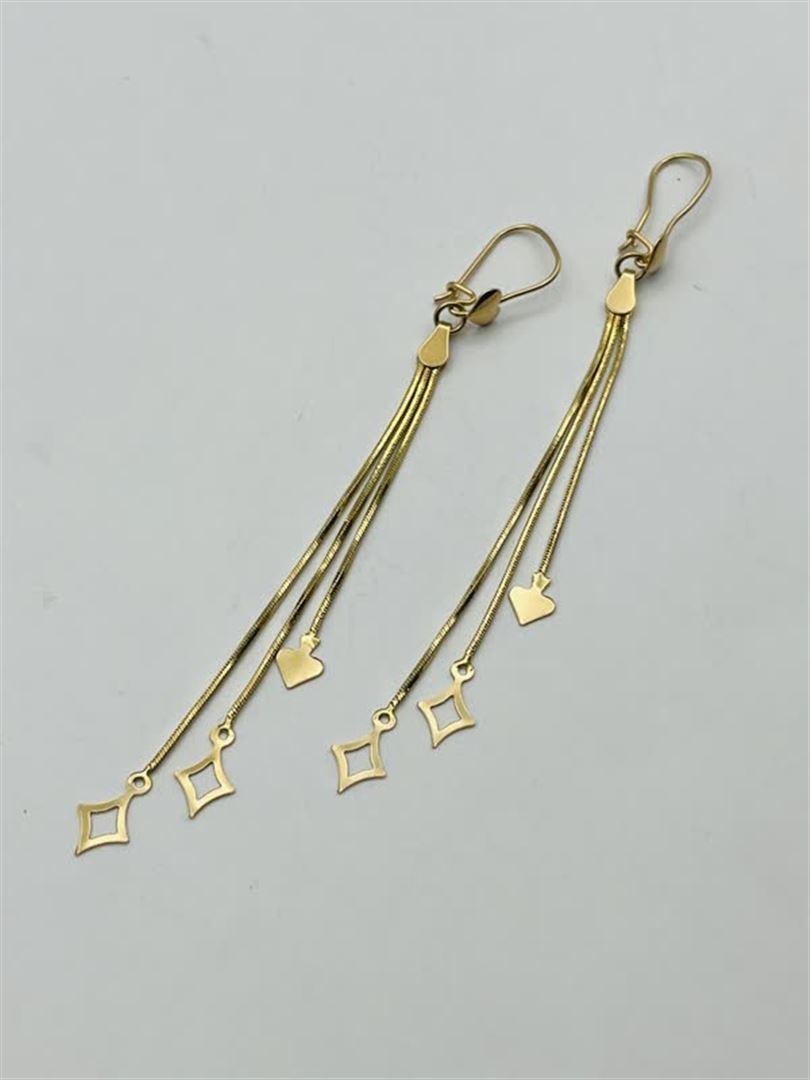 گوشواره طلا 18عیار آویز هندسی