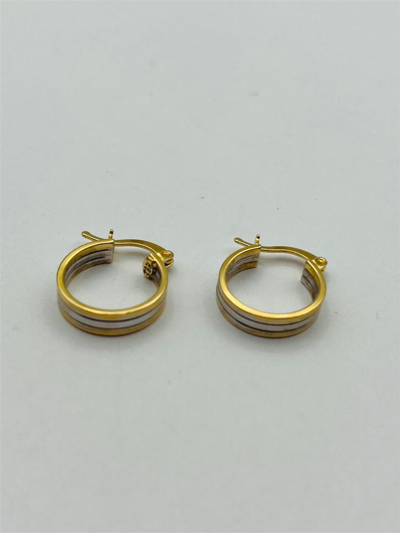 گوشواره طلا 18عیار حلقه ای دو رنگ