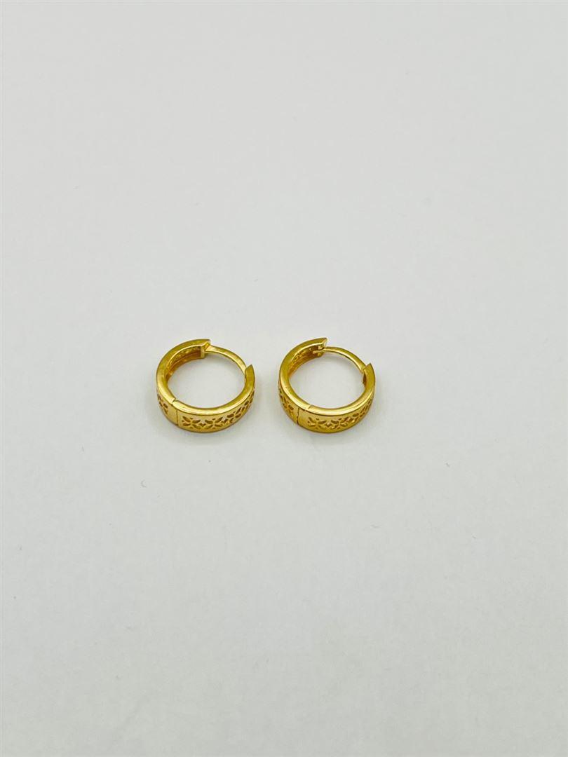 گوشواره طلا 18 عیار حلقه ای توری 135025
