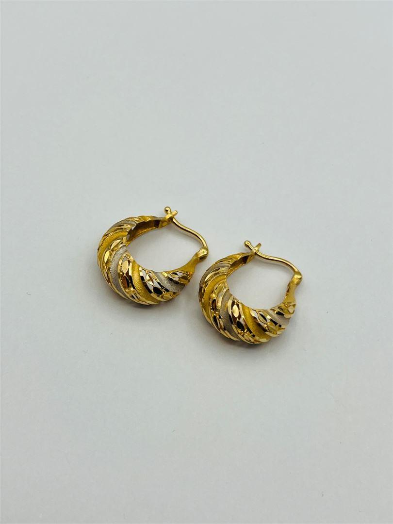 گوشواره طلا 18عیار تراش دو رنگ 135642
