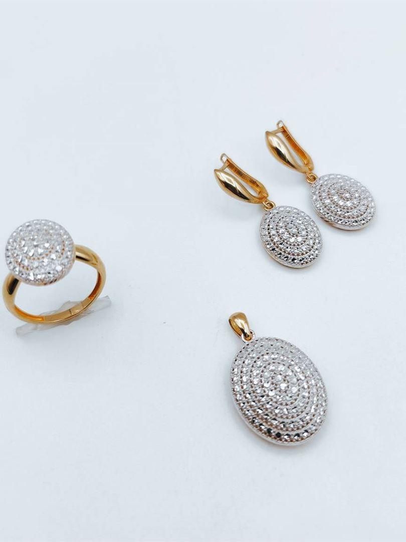 نیم ست طلا 18 عیار تراش بیضی 138543-138544-138545