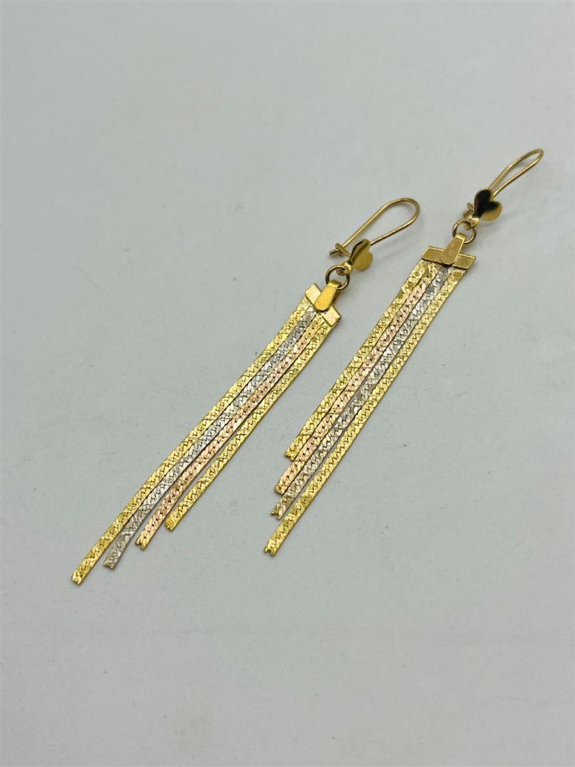 گوشواره طلا 18عیار آویز سه رنگ138828