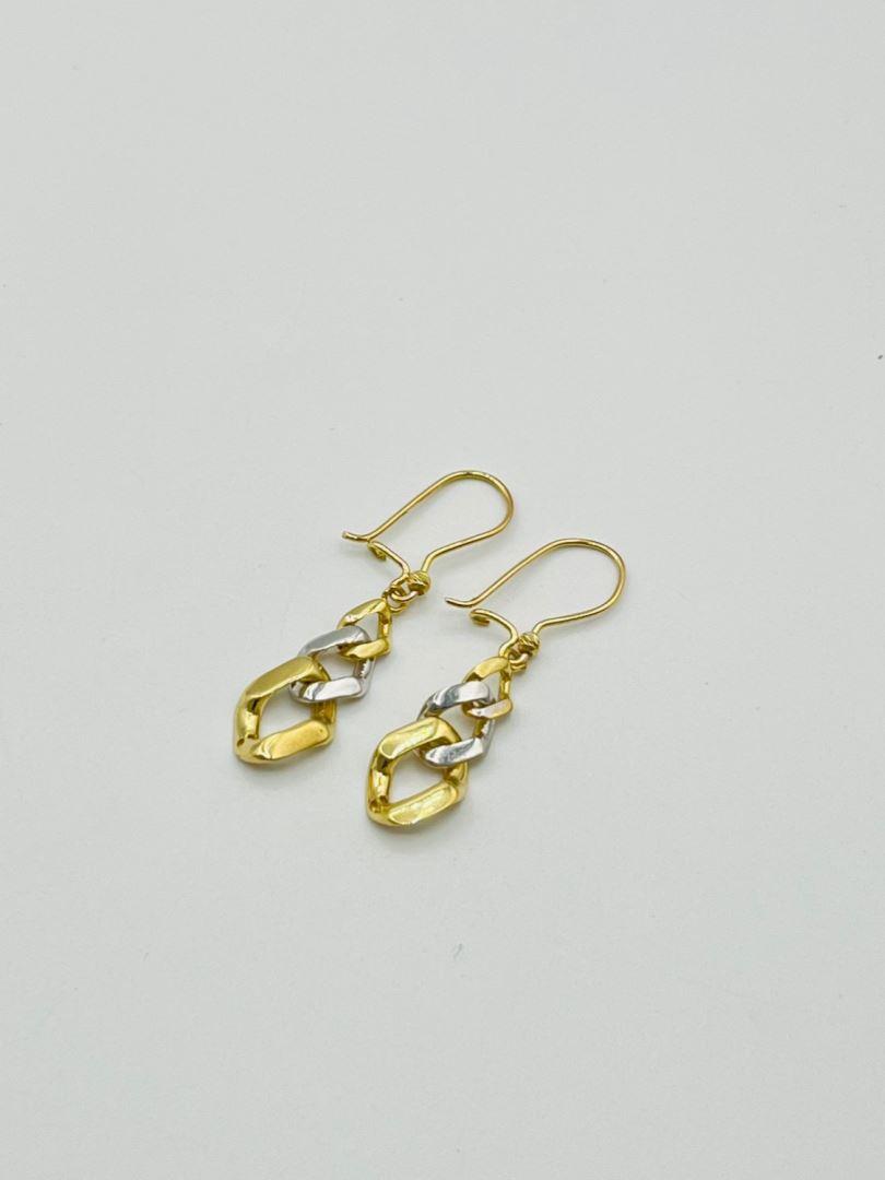 گوشواره طلا 18 عیار کارتیر زرد و سفید128308
