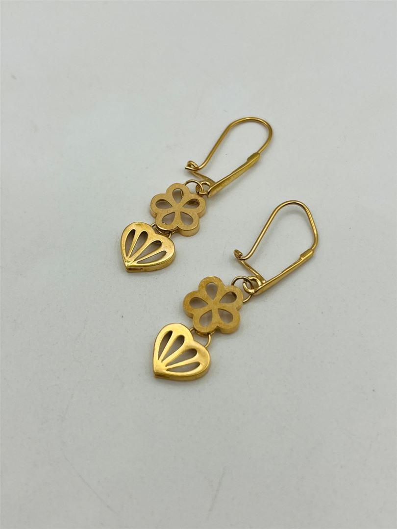 گوشواره طلا 18عیار گل و قلب[133654]