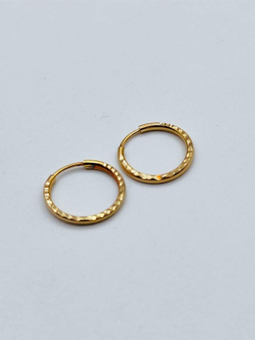 گوشواره طلا 18 عیار حلقه ای تراشدار 134788