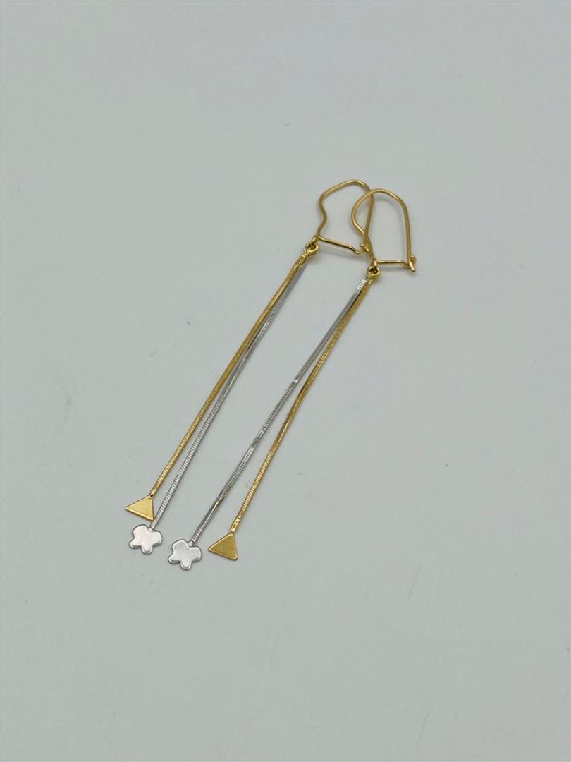 گوشواره طلا 18عیار آویز دو رنگ142545