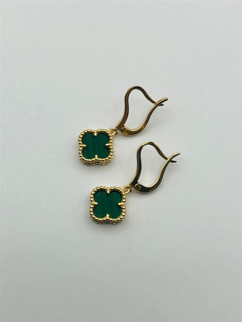 گوشواره طلا 18عیار ونکلیف سبز134275