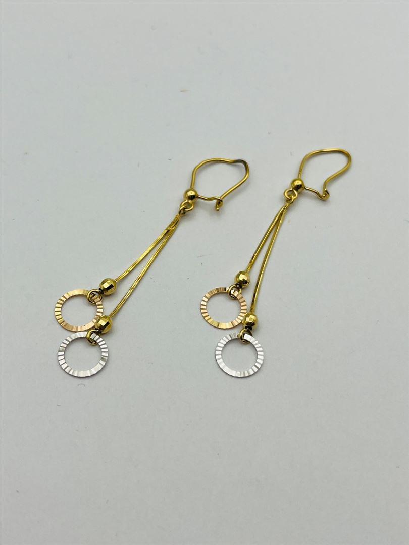 گوشواره طلا 18عیار آویز دو رنگ139597
