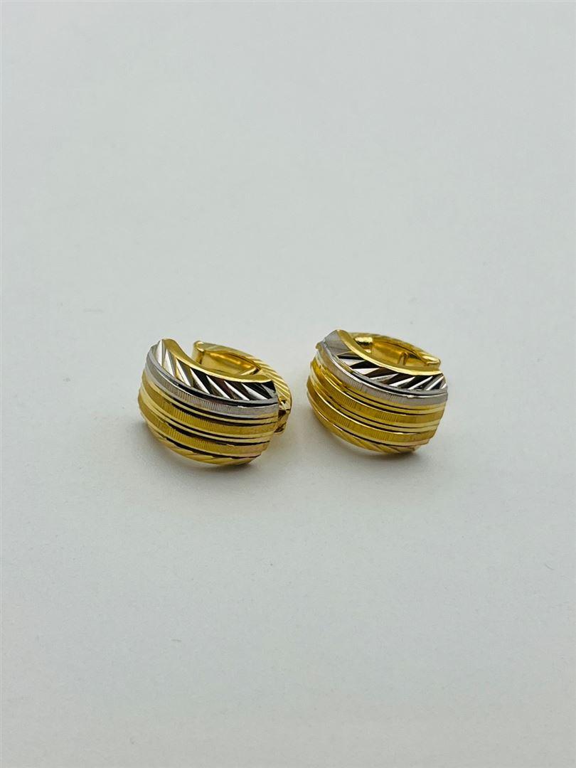 گوشواره طلا 18عیار تراش دو رنگ 135515