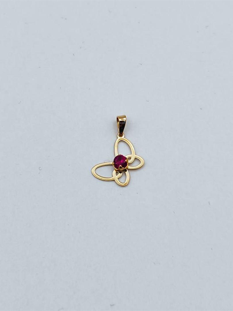 آویز پلاک طلا 18عیار پروانه نگینی