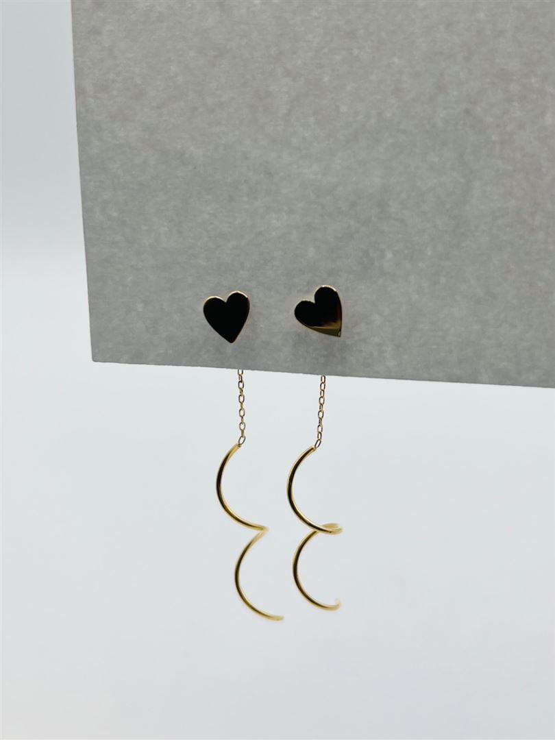 گوشواره طلا 18 عیار کرلی قلب 135806