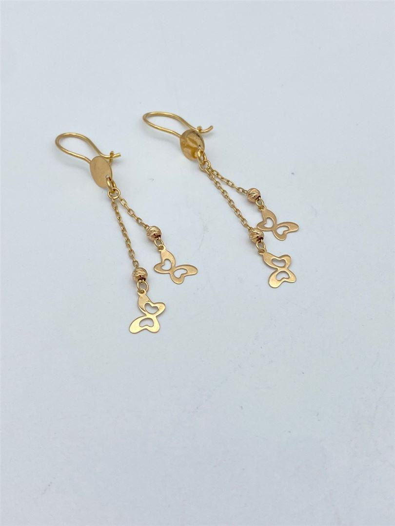 گوشواره طلا 18 عیار آویزپروانه[131692]