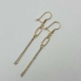 گوشواره طلا 18عیار هرمس دو رنگ - 133042
