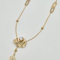 گردنبند نگین دار گل رز - 2874