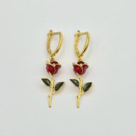 گوشواره گل رز قرمز - 3100