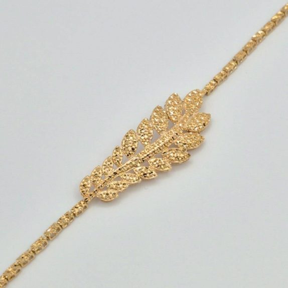 ست گوشواره و دستبند تراش طرح برگ - 3299 - 3300