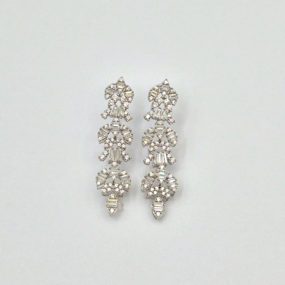 گوشواره نگین دار سفید - 3114