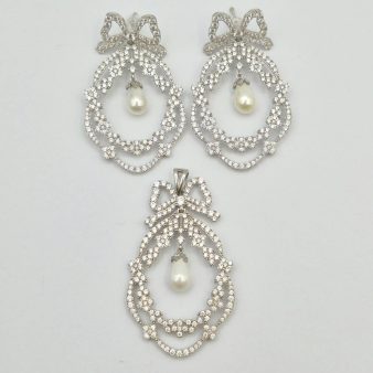 ست پلاک و گوشواره طرح جواهر - 3312 - 5610