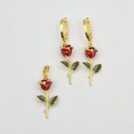 ست گوشواره و پلاک گل رز - 5773 - 5778