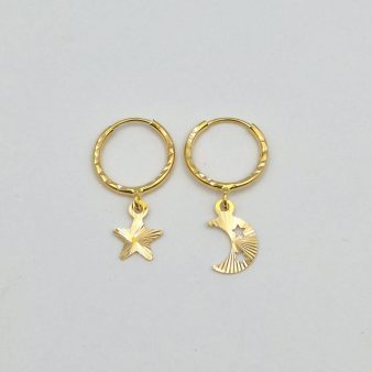 گوشواره حلقه ای ماه و ستاره - 5499